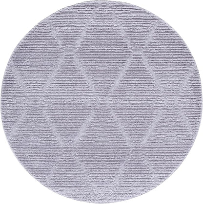 SAFAVIEH Marrakesh Collection Area Rug - 6'7" Round, Grey, Geometric Design, Ideal for High Traffic Areas in Living Room, Bedroom, Dining (MRK517F)