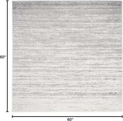 SAFAVIEH Adirondack Collection Area Rug - 5' Square, Ivory & Silver, Modern Ombre Design, Non Shedding & Easy to Clean, Ideal for Living Room, Bedroom, Office, Dining Space (ADR113B)