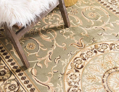 Unique Loom Versailles Collection Traditional Classic Medallion Floral Motif Area Rug (6' 0 x 6' 0 Round, Green/ Ivory)