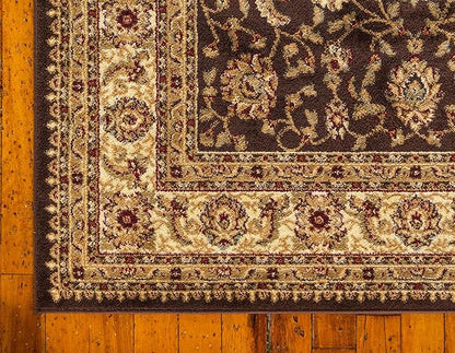 Unique Loom Voyage Collection Traditional Oriental Classic Intricate Design Area Rug (6' 0 x 6' 0 Square, Brown/Ivory)