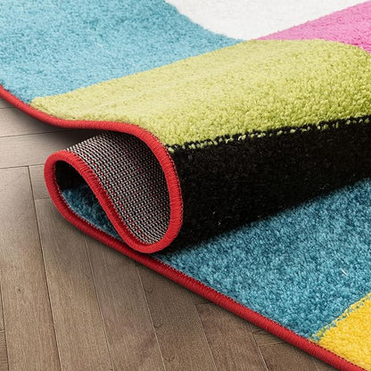 Well Woven Modern Rug Squares Multi Geometric Accent 2'3" x 7'3" Runner Entry Way Bright Kids Room Kitchen Bedroom Carpet Bathroom Soft Durable Area Rug