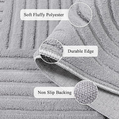 SHACOS Soft Cozy Fluffy Arch Pattern High Low Pile Area Rugs 6'x9' Large Non Slip Washable Modern Geometric Rug Scandinavian Minimalist Carpet for Living Room Bedroom Dining Room, Light Grey