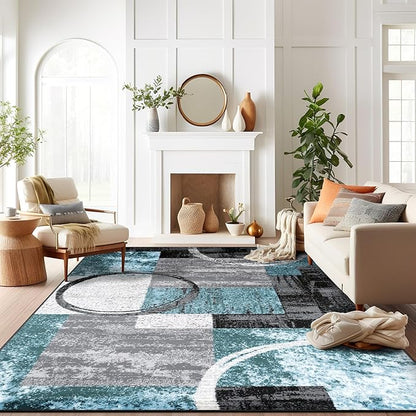 Rugshop Contemporary Circle Design Area Rug, Non-Shedding Carpet for Large Living Room, Dining Room, or Open Space, Gray, 10' x 14'