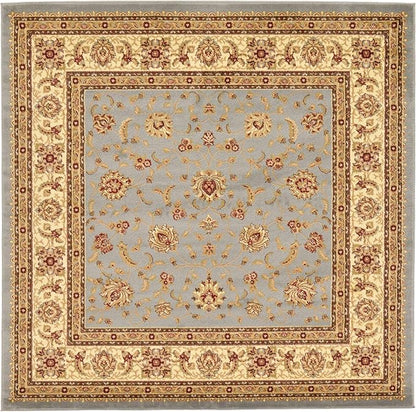 Unique Loom Voyage Collection Traditional Oriental Classic Intricate Design Area Rug (8' 0 x 8' 0 Square, Light Blue/Gold)