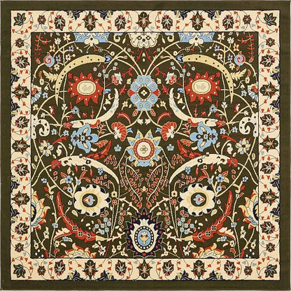 Unique Loom Espahan Collection Area Rug - Cape Cod (8'Square, Green/ Black)