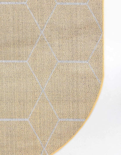 Unique Loom Trellis Frieze Collection Area Rug - Geometric (4' x 6' Oval, Yellow/ Ivory)