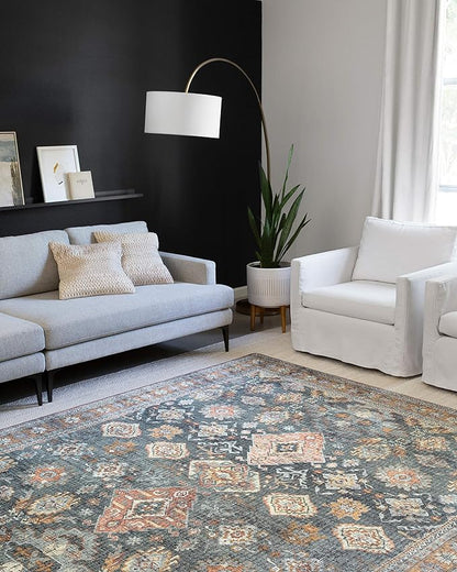 Loloi II Skye Collection SKY-10 Sea/Rust 2'-6" x 7'-6" Runner Rug