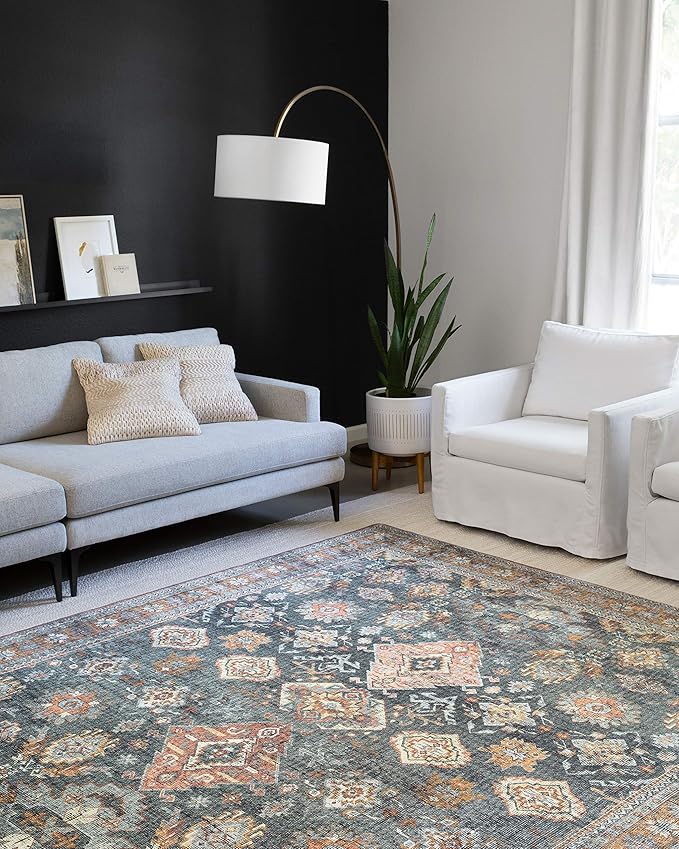 Loloi II Skye Collection SKY-10 Sea/Rust 3'-6" x 5'-6" Accent Rug