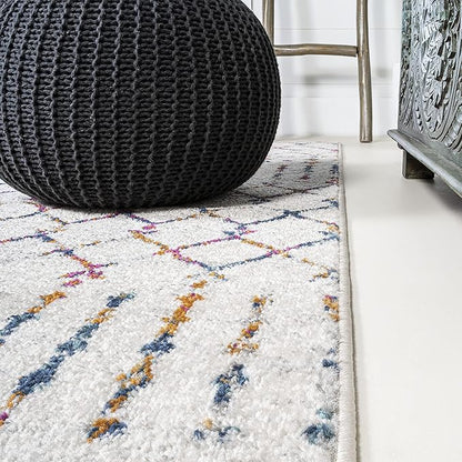 JONATHAN Y Boho Vintage Diamond Cream/Multi Indoor Area Rug 8X10 ft, Moroccan Hype for Living Room, Bedroom, Kitchen, Office, Easy-Cleaning, High Traffic, Pet-Friendly, Non-Shedding (MOH101H-8)