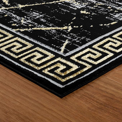 GLORY RUGS Area Rugs Marble 5X7 Black Gold Carpet Modern Abstract Rug Living Room Dining Bedroom Rug