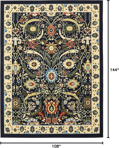Unique Loom Espahan Collection Area Rug - Cape Cod (9'x 12' Rectangle, Navy Blue/ Black)