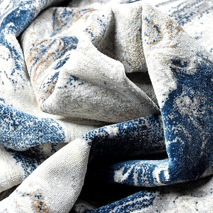 Abani Regal Blue Area Rug for Living Room, Bedroom - Swirl Abstract Pattern - 5' x 8' - Durable & Easy to Clean Washable