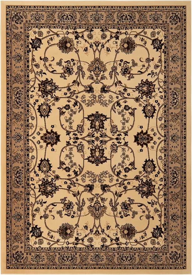 Unique Loom Sialk Hill Collection Area Rug - Washington (7' 1" x 10' Rectangle Ivory/Black)