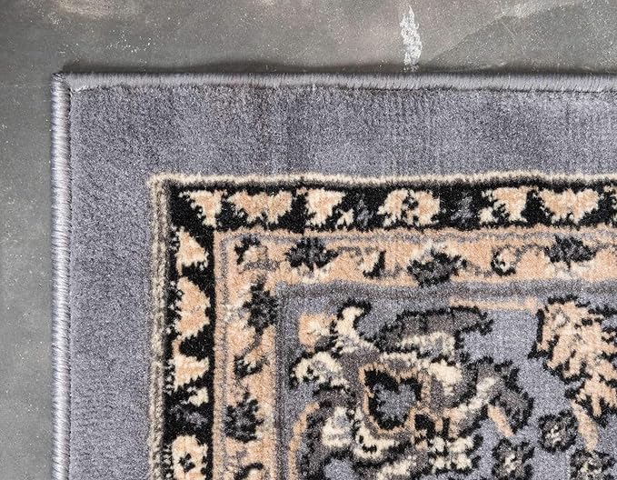 Unique Loom Sialk Hill Collection Area Rug - Washington (2' 2" x 8' 2" Runner Gray/Black)