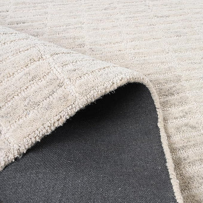 Hand-Tufted 100% Wool Area Rug – Unique Modern Geometric Grid Pattern, Soft Plush Textured Carpet for Living Room, Bedroom, Dining Room & Entryway (Grey, 6' x 8')