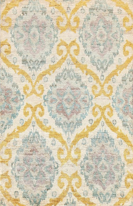 Rug Source Transitional Collection 5x8 Oushak Area Rug, Hand Knotted Beige & Ivories All-Over Rug, Oriental Jute Carpet for Bedroom, Living Room, Dining Room
