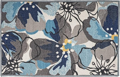 Rugshop Modern Large Floral Non-Slip (Non-Skid) Area Rug 20" X 30" Gray-Blue