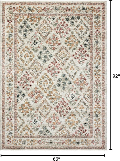 Loloi Rifle Paper Co. Laurel Collection LAU-04 Cream/Multi 5'-3" x 7'-8" Area Rug