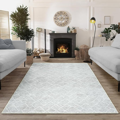 Bloom Rugs Washable Non-Slip 3' x 5' Rug - Gray/Pebble Striped Area Rug for Living Room, Bedroom, Dining Room, and Kitchen - Exact Size: 3' x 5'