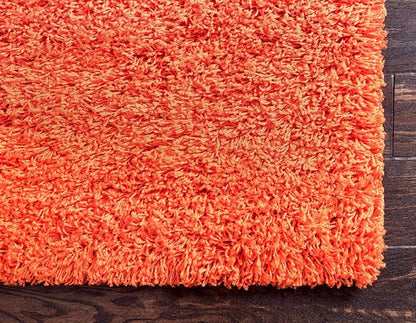 Unique Loom Solid Shag Collection Area Rug (4' 1" x 6' 1" Rectangle, Tiger Orange)