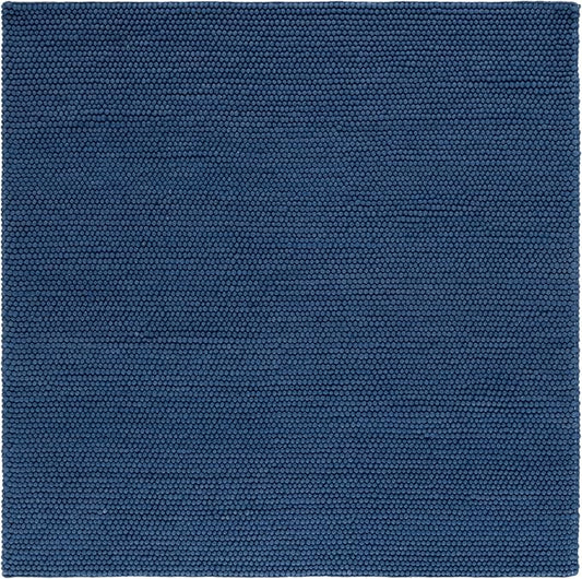 SAFAVIEH Natura Collection Area Rug - 8' Square, Navy & Blue, Handmade Wool Blend, Textured Design, Ideal for Living Room, Bedroom, Dining Space (NAT620M)