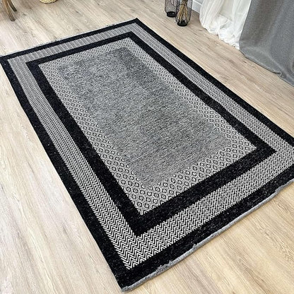 Alfa Rich 3x5 Black Washable Area Rugs for Living Room Bedroom Kitchen Dining Cotton Runner