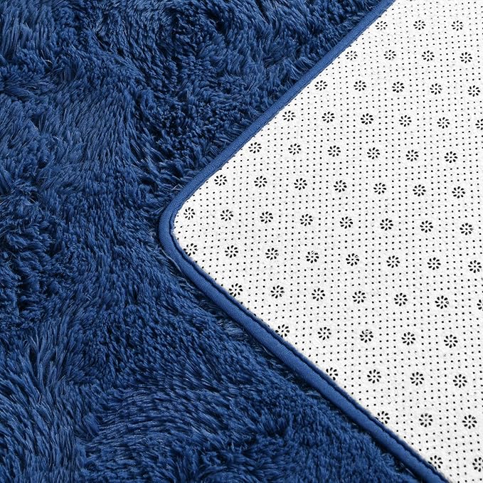 Large Shag Area Rugs 5 x 8, Plush Fuzzy Rugs for Living Room, Ultra Soft Fluffy Furry Rug for Bedroom, Indoor Carpet Nursery Rugs for Kids Room Home Decor, Navy Blue