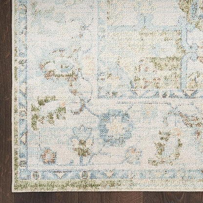 Nourison Home Astra Machine Washable Blue Green 9' x 12' Area Rug - Easy Clean, Non Shedding, Bed Room, Living Room, Dining Room, Kitchen (9' x 12')
