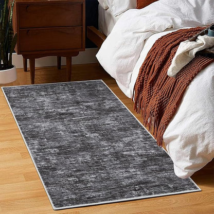 RUGSREAL Small Area Rug 2x3 Entryway Mat with Rubber Backing Stain Resistant Throw Carpet Modern Solid Color Bath Mat Contempowary Washable Rug for Living Room Bedroom Dining Room Kitchen, Dark Grey