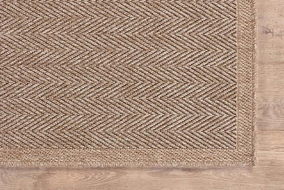 CAMILSON Easy Jute Rug 8x10, Indoor Outdoor Natural Color Fiber Area Rugs for Living Room and Patio Rug Herringbone Seagrass Boho Woven Design Easy-Cleaning Washable Outside Carpet Alfombras 8 x 10