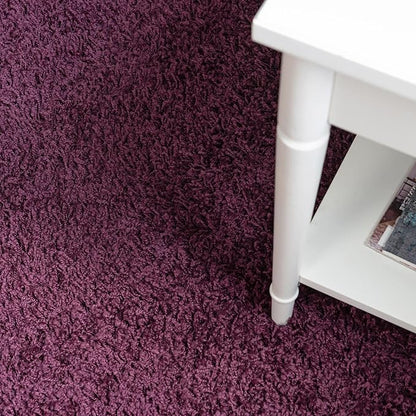 Unique Loom Solid Shag Collection Area Rug (2' 2" x 6' 7" Runner Eggplant Purple)