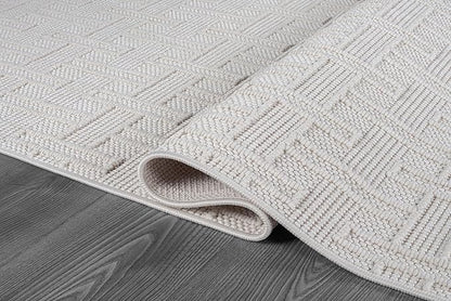 Micro Loop Indoor Rug White 5x7 Boho Geometric Neutral Area Rugs for Living Room Soft Luxury Modern Low and High Pile Durable Stain Resistant Non-Shedding Indoor Area Carpet 5 x 7