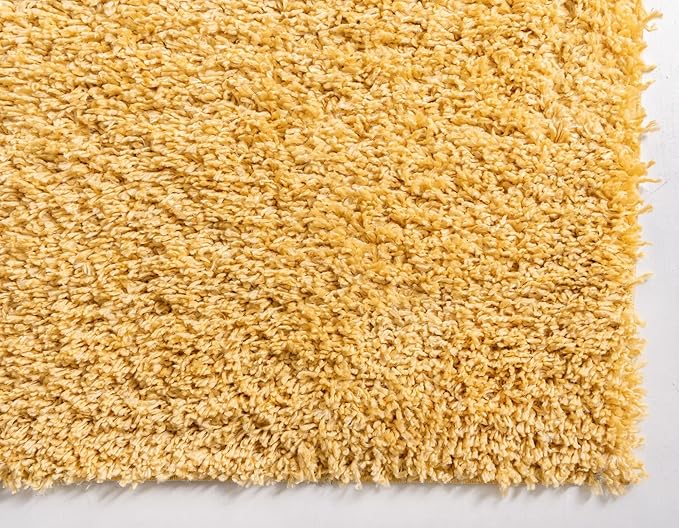 Unique Loom Davos Shag Collection Area Rug - Solid (2' 7" x 16' 5" Runner, Sun Yellow)