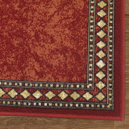 Antep Rugs Alfombras Modern Bordered 2x10 Non-Skid (Non-Slip) Low Profile Pile Rubber Backing Indoor Area Runner Rugs (Maroon Beige, 2' x 10')