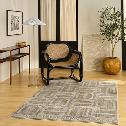 Nourison Home Nordic Grey Multicolor 5' x 7' Scandinavian Area Rug - Easy Clean, Non Shedding, Bed Room, Living Room, Dining Room, Kitchen (5' x 7')