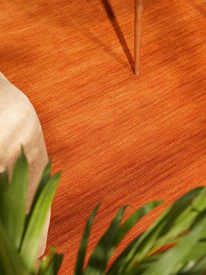 Rugsotic Carpets Hand Knotted Loom Wool ECO-Friendly Area Rugs - 3'x5', Rectangle, Orange Color, Solid Plain Design, High Pile Handmade Anti Skid Area Rugs for Living Room, Bed Room (L00111)