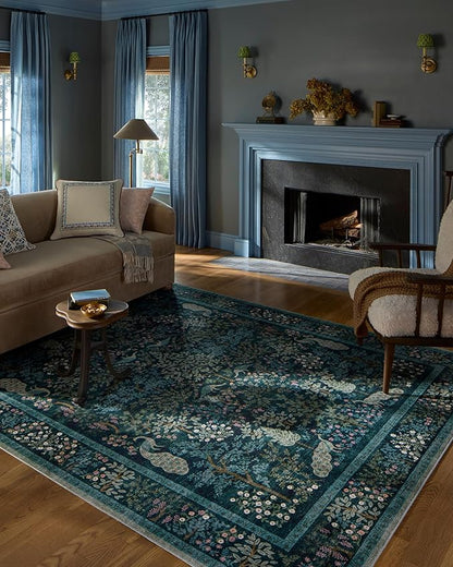 Loloi Rifle Paper Co. Canopy Collection CNP-05 Teal 2'-0" x 3'-0" Accent Rug