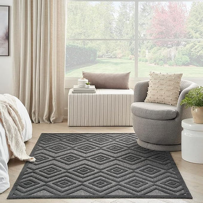 Nourison Home Versatile Charcoal Black 4' x 6' Area Rug - Easy Clean, Non Shedding, Bed Room, Living Room, Dining Room, Kitchen (4' x 6')