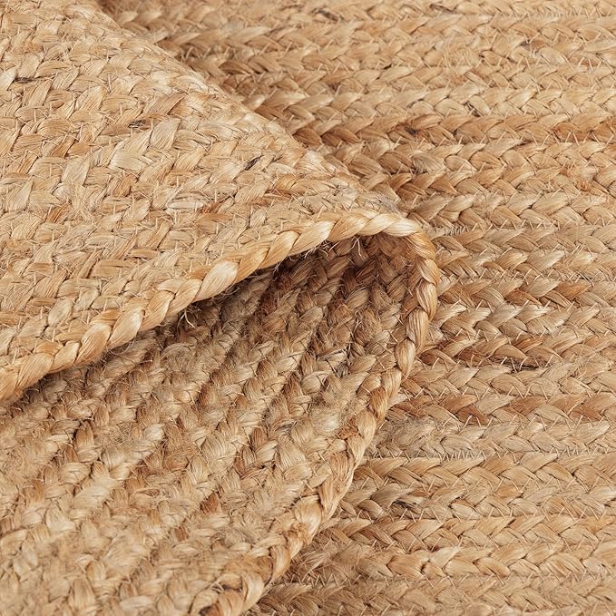 REDEARTH · Rectangular Area Rug - 4'x6' Braided Natural Jute with Non-Skid Backing - Handwoven Boho Rug for Bedroom, Kitchen, Living Room Aesthetic Home Decor - Durable Handmade Rug, Set of 2