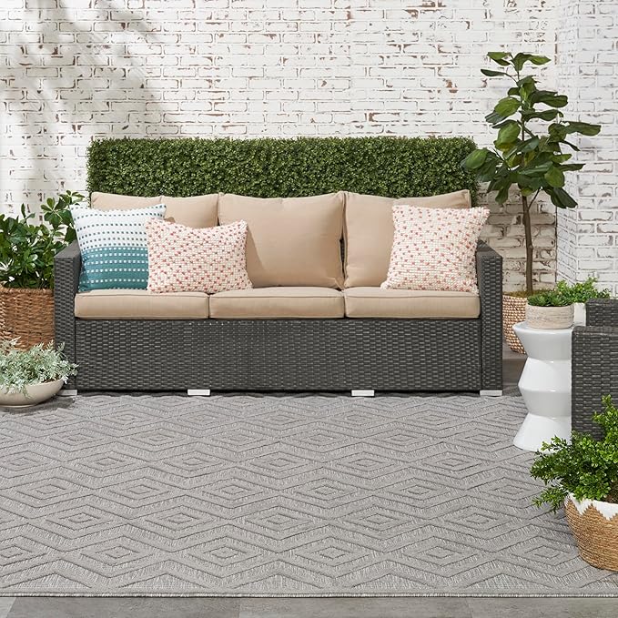 Nourison Home Versatile Silver Grey 7' x 10' Area Rug - Easy Clean, Non Shedding, Bed Room, Living Room, Dining Room, Kitchen (7' x 10')