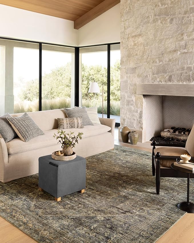 Loloi Amber Lewis Morgan Collection MOG-05 Spice/Lagoon 11'-6" x 14'-6" 38" Thick Area Rug feat. CloudPile Neutral, Room Décor, Vintage Inspired, Livingroom, Bedroom, Dining Area