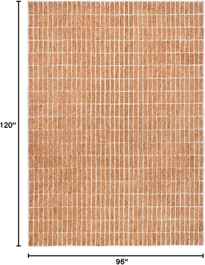 Hand-Tufted 100% Wool Area Rug – Unique Modern Geometric Grid Pattern, Soft Plush Textured Carpet for Living Room, Bedroom, Dining Room & Entryway (Gold, 5' x 8')