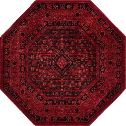 Unique Loom Tekke Collection Area Rug - Sheibani (5' Octagon, Red/ Black)
