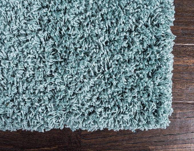 Unique Loom Solid Shag Collection Area Rug (8' x 10' Rectangle, Light Slate Blue)