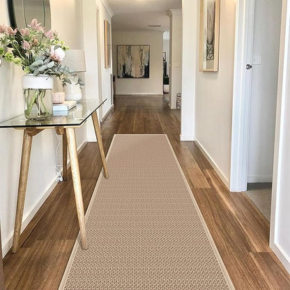 Rubber Runner Rug for Hallways Non Slip, Low Pile Long Laundry Room Mat Hall Jute Rug Runner Carpet Non Skid