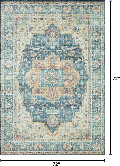 Loloi Skye Collection SKY-12 Ocean/Multi 6'-0" x 6'-0" Round Area Rug