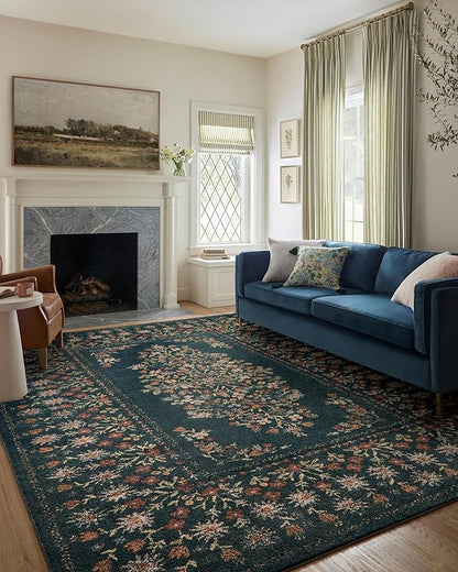 Loloi Rifle Paper Co. Laurel Collection LAU-02 Navy 2'-8" x 10' Runner Rug