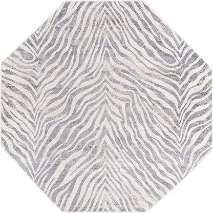 Unique Loom Finsbury Collection Area Rug - Meghan (7' 10" Octagon, Gray and Ivory)