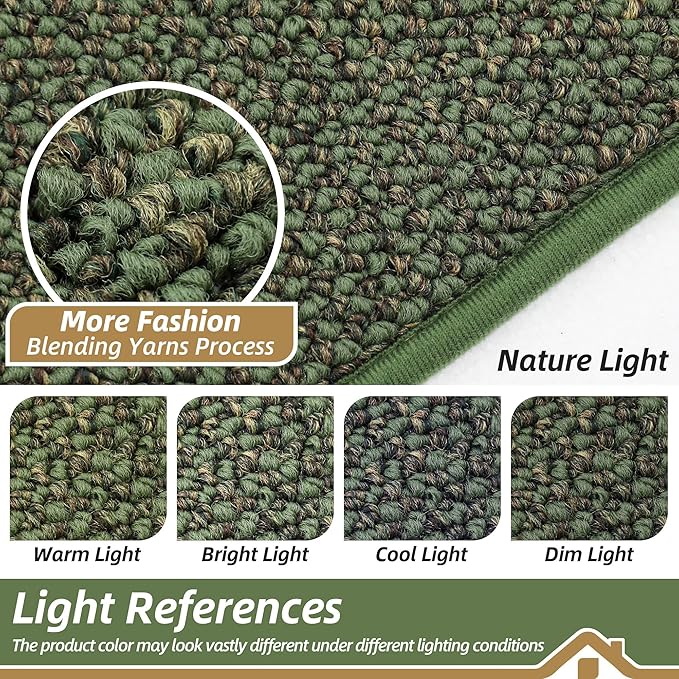 BEQHAUSE 20"x32" Entryway Rug Indoor Door Mat Non-Slip Washable, Hallway Rugs Absorbent & Stain Resist Hall Carpet Runner Rugs for Entryway, Front Door Floor Mats Laundry Room Rugs for Entry, Green