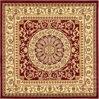 Unique Loom Versailles Collection Traditional Classic Medallion Floral Motif Area Rug (6' 0 x 6' 0 Square, Burgundy/ Ivory)